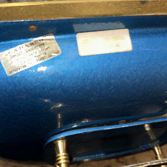 Vintage BRASS ENAMELED FOOTED Tray - Picture 5 of 11